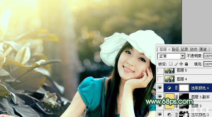 Photoshop将美女图片打造出柔美的韩系青黄色29