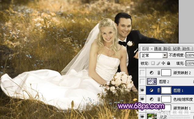 Photoshop将外景婚片调成淡淡的紫红色7