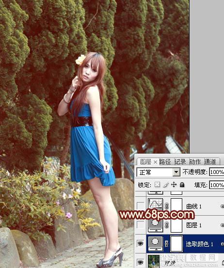 Photoshop为外景美女图片打造出暖暖的红褐色效果8