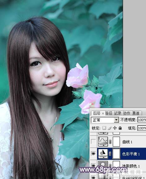 Photoshop将写真人物图片调制出甜美的青紫色效果8