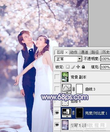 Photoshop将偏暗的外景婚片调成梦幻的淡蓝色24