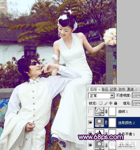 Photoshop将外景婚片调制出甜美的紫褐色效果12