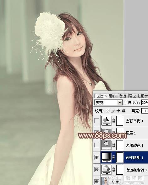 Photoshop将美女婚片调成柔美的淡褐色6