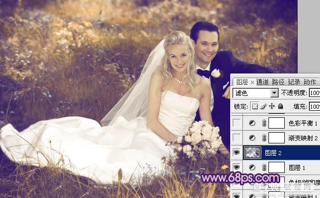 Photoshop将外景婚片调成淡淡的紫红色8