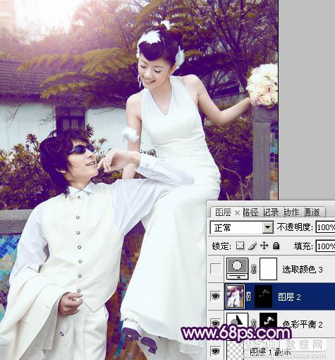 Photoshop将外景婚片调制出甜美的紫褐色效果18