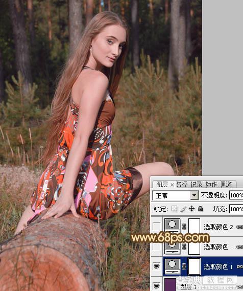 Photoshop将树林美女图片调成淡淡的橙色调5