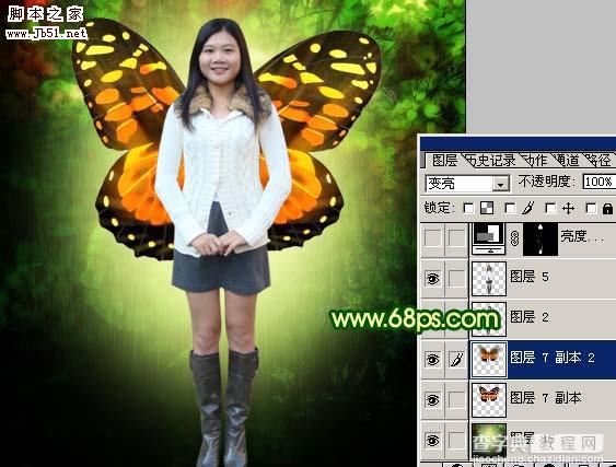 Photoshop 漂亮的绿色蝴蝶仙子15