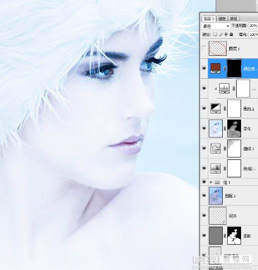Photoshop打造超经典的粉蓝色水晶人像效果64