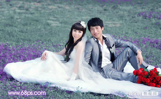 Photoshop将青绿的外景婚片调成柔美的淡紫色27
