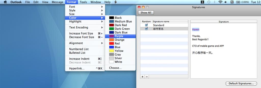 Mac outlook设置邮件签名的图文步骤4
