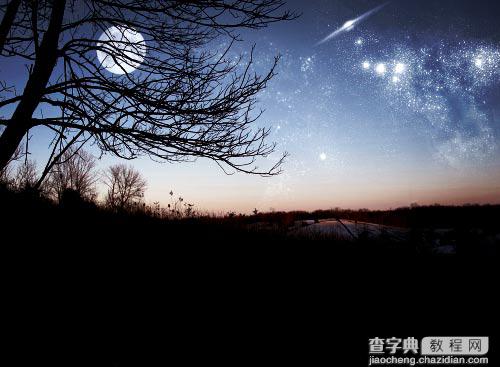 Photoshop制作梦幻的旷野星夜图片效果2