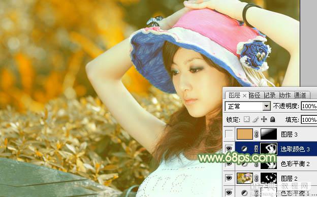 Photoshop为清纯美女图片增加上唯美的秋季暖褐色29