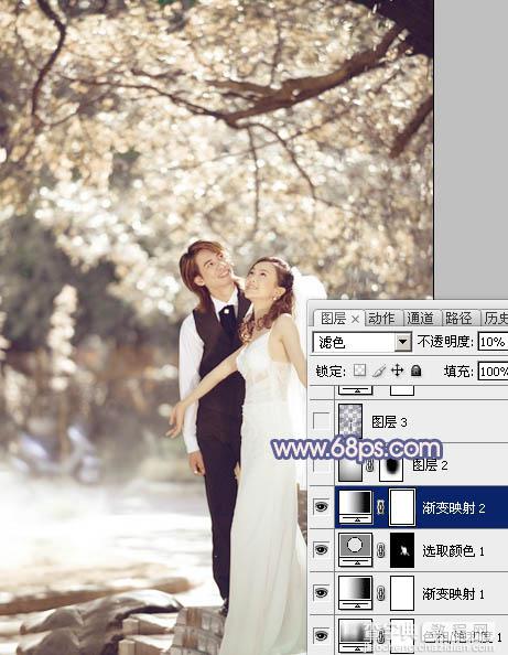 Photoshop将偏暗的外景婚片调成梦幻的淡蓝色11