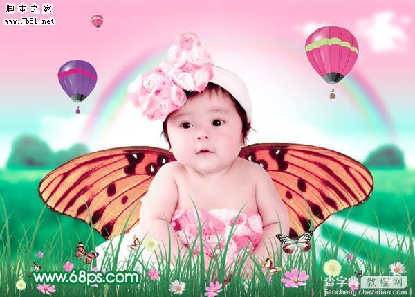 Photoshop 宝宝照片加上梦幻装饰效果33