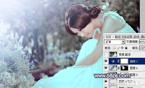 Photoshop为甜美的美女婚片打造出暗调蓝褐色效果32