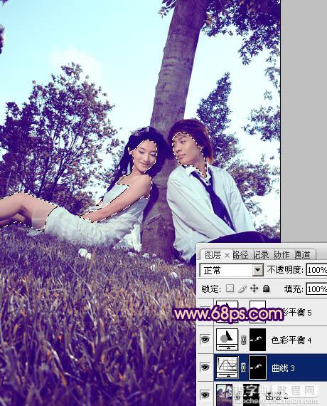 Photoshop为外景情侣图片增加浪漫的橙紫色30