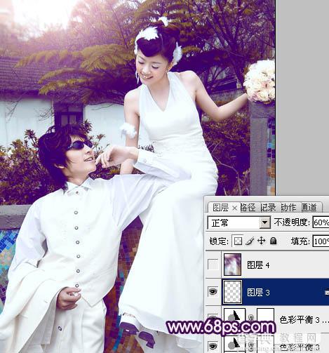 Photoshop将外景婚片调制出甜美的紫褐色效果25