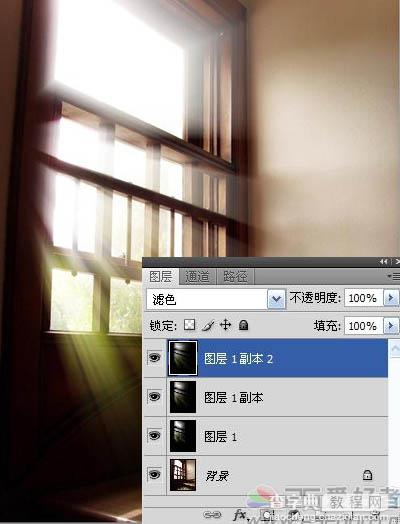 Photoshop 为窗户照片加上柔和的透射光线8