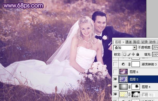 Photoshop将外景婚片调成淡淡的紫红色19