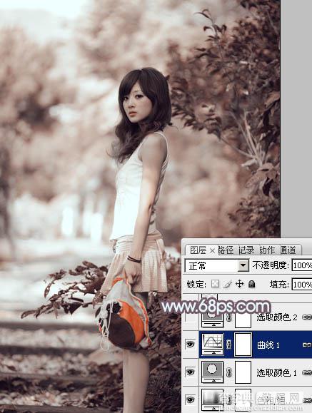 photoshop利用通道替换为外景美女增加韩系中性红灰色15