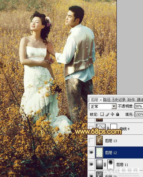 Photoshop制作柔和的金色花朵背景婚片27