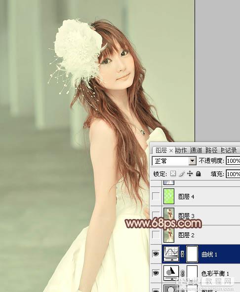 Photoshop将美女婚片调成柔美的淡褐色16