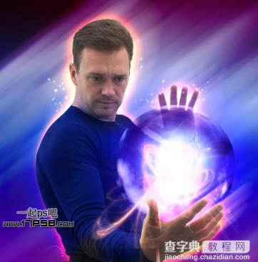 Photoshop为帅哥加上超炫的魔法能量水晶球29