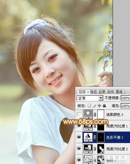 Photoshop为可爱外景人物图片加上暖暖的淡美粉黄色28