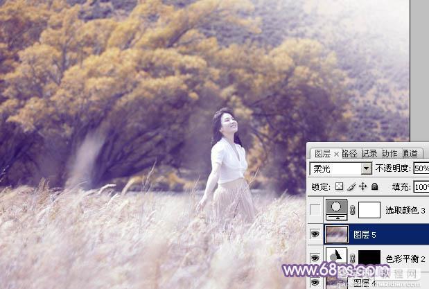 Photoshop为旷野美女图片调制出淡蓝韩系色彩26