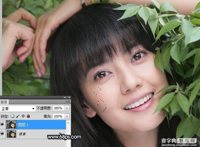 Photoshop将绿色背景美女图片打造出非常干净的中性色效果3