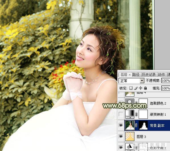 Photoshop为外景美女婚片添加淡黄的蜜糖色12