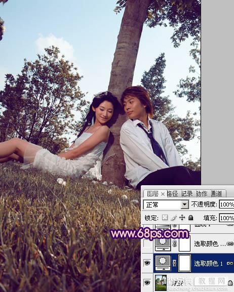 Photoshop为外景情侣图片增加浪漫的橙紫色6