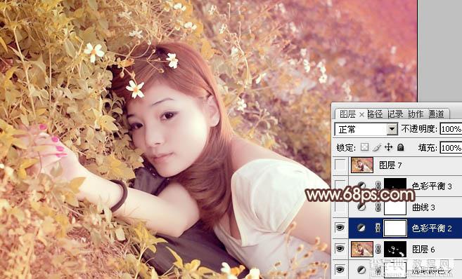 Photoshop将草地人物图片调制出柔和的暖褐色效果26