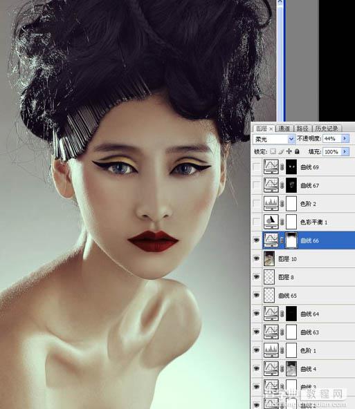 Photoshop将给模特头像制作出精确美化及增强质感效果18