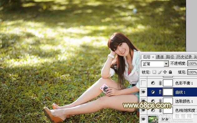 Photoshop为草地美女打造甜美柔和的暖褐色14