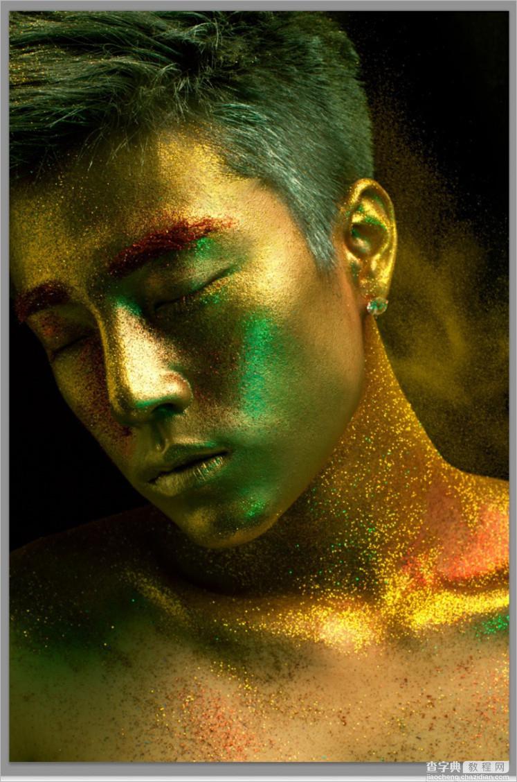 Photoshop为彩妆帅哥图片打造出古铜金属质感皮肤教程9