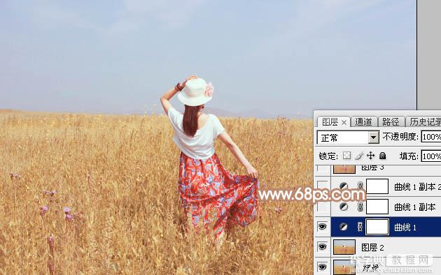 Photoshop为草原上的美女调制清爽的红褐色29