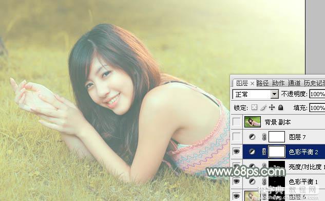 Photoshop为草地美女调出唯美的暖黄色47
