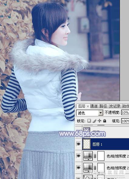 Photoshop为美女图片加上淡雅的韩系冬季冷色31