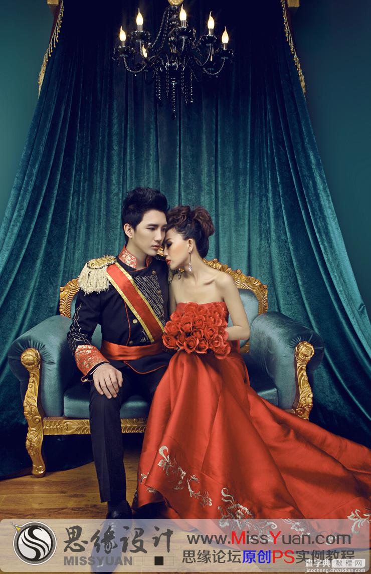 Photoshop将室内婚纱照调制出高贵典雅的欧式油画风格特效1