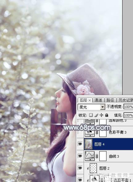 Photoshop将给外景美女图片调制出梦幻的中性淡冷色34