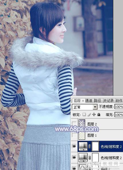 Photoshop为美女图片加上淡雅的韩系冬季冷色30