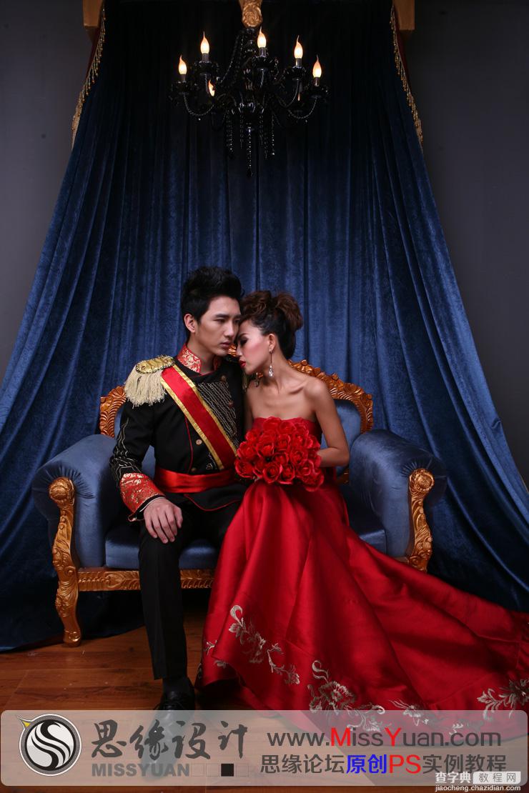 Photoshop将室内婚纱照调制出高贵典雅的欧式油画风格特效2