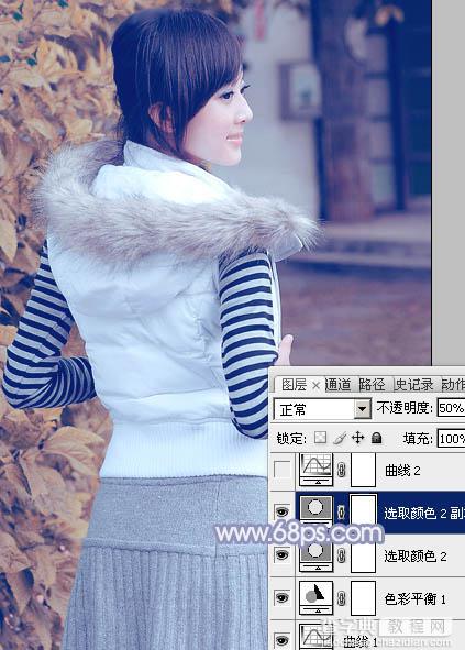 Photoshop为美女图片加上淡雅的韩系冬季冷色23