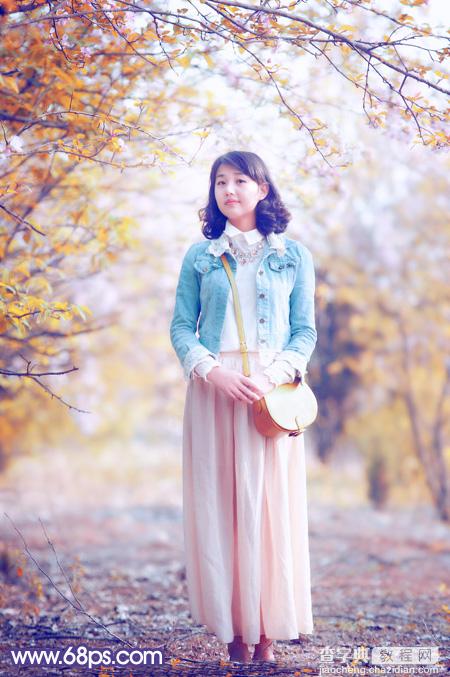 Photoshop将春季花木边的人物调制出清爽鲜艳的秋季色2