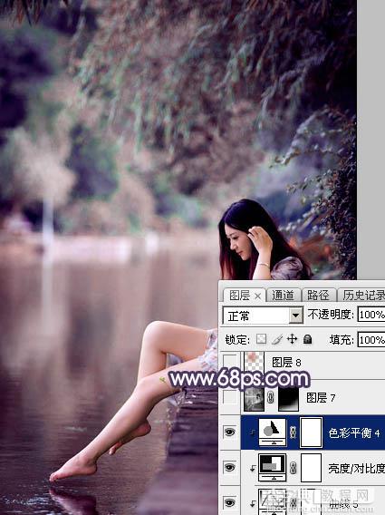 Photoshop为美女加上唯美的暗调蓝紫色40