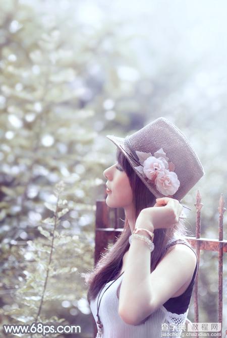 Photoshop将给外景美女图片调制出梦幻的中性淡冷色2