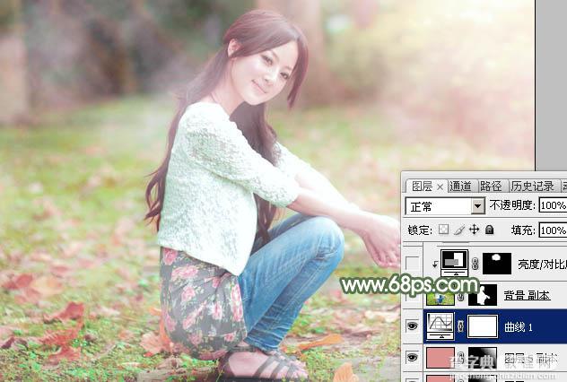Photoshop将美女图片打造唯美的初夏粉调阳光色33