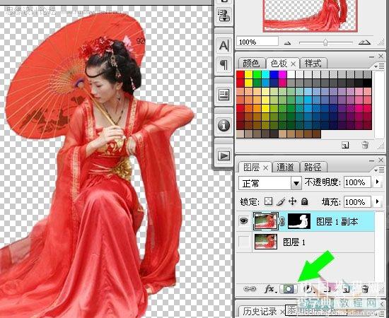 Photoshop CS3将古装MM打造成水墨画风格效果8
