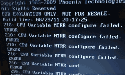 win7系统开机提示cpu variable mtrr configure failed解决方法1